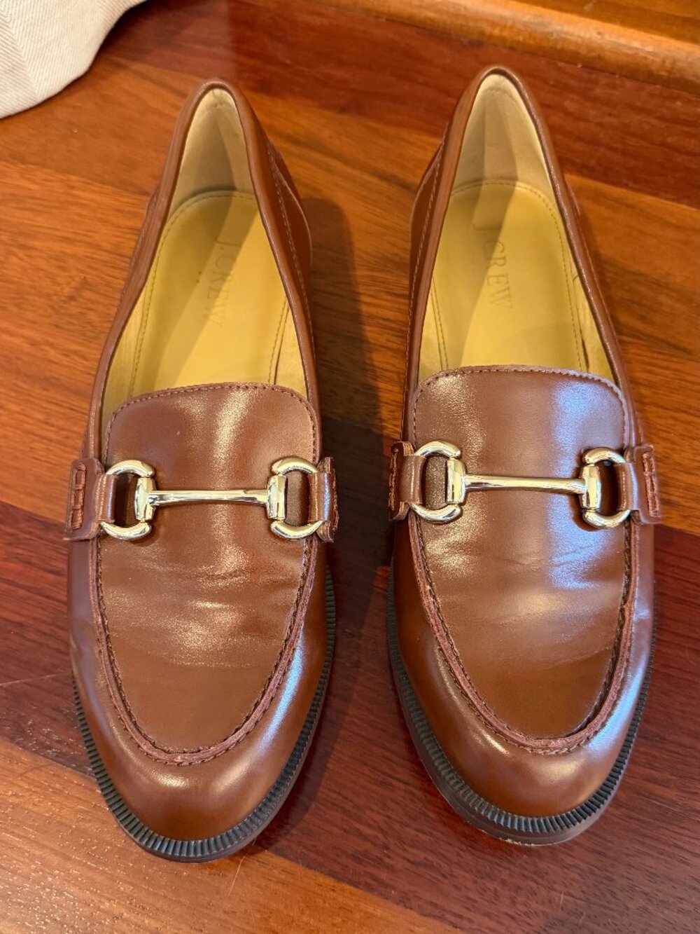 J. Crew Classic Loafers Camel with Gold Bit Academia Old Money, Size 7